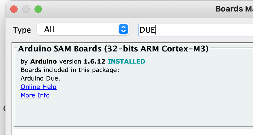 Installing the Due board on the arduino IDE